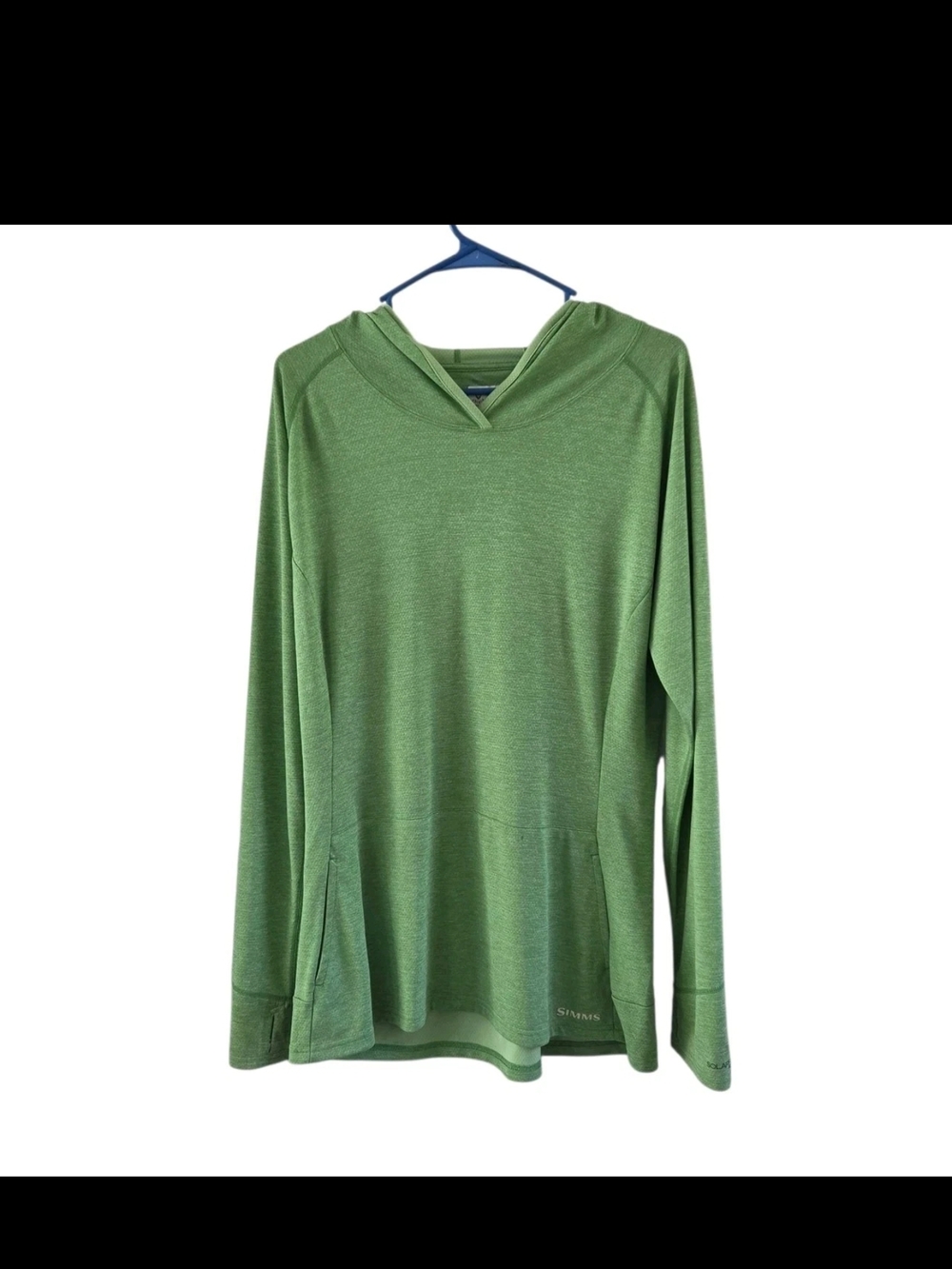 Simms Fishing Green Hoodie Solarflex UPF 50 Insect Shield Shirt Womens Size XL